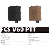 FCS V60 PTT Tactical Transmitter Receiver Connector AMP Comtac III HeadSet