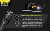 NiteCore MH12 V2 LED 1200 Lumens USB Rechargeable Flashlight Torch + Battery
