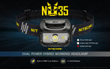 NiteCore NU35 LED 460 Lumens Dual Power Hybrid Working Headlamp Headlight